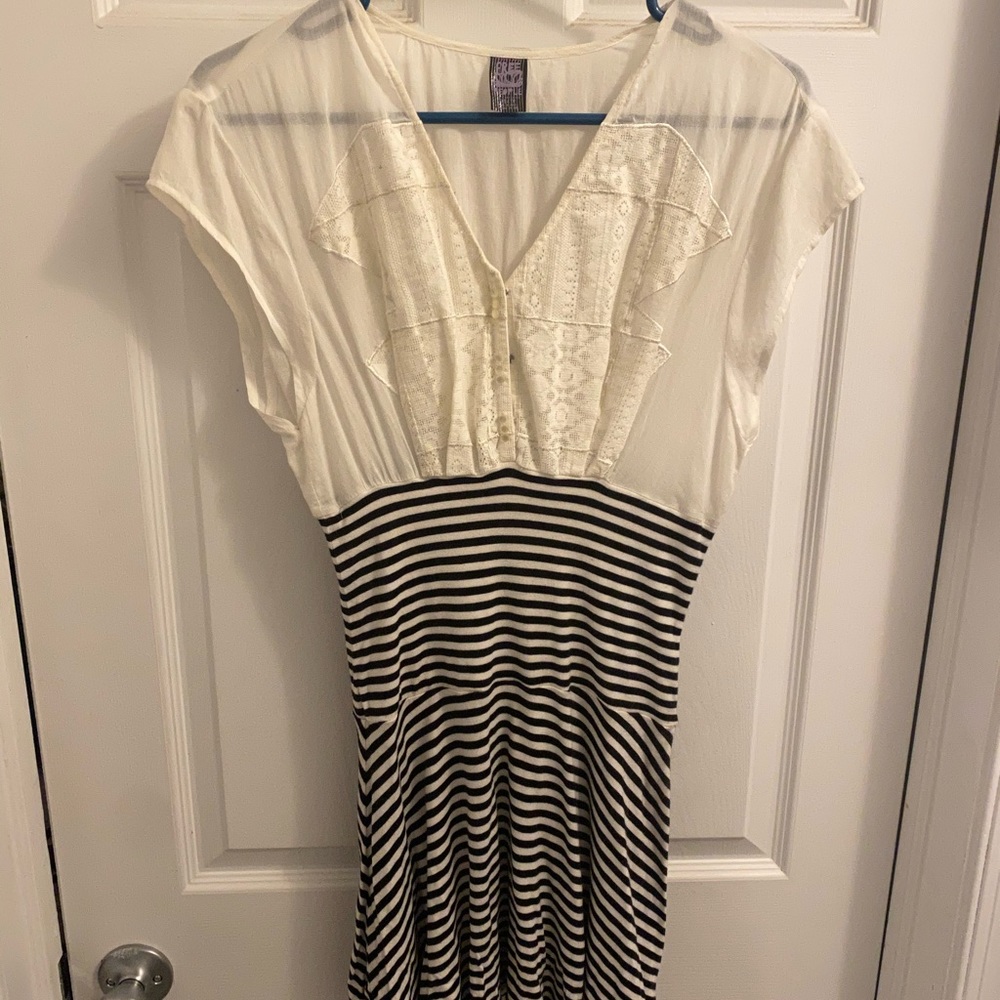 Free People dress Lace detail top w/ striped skirt